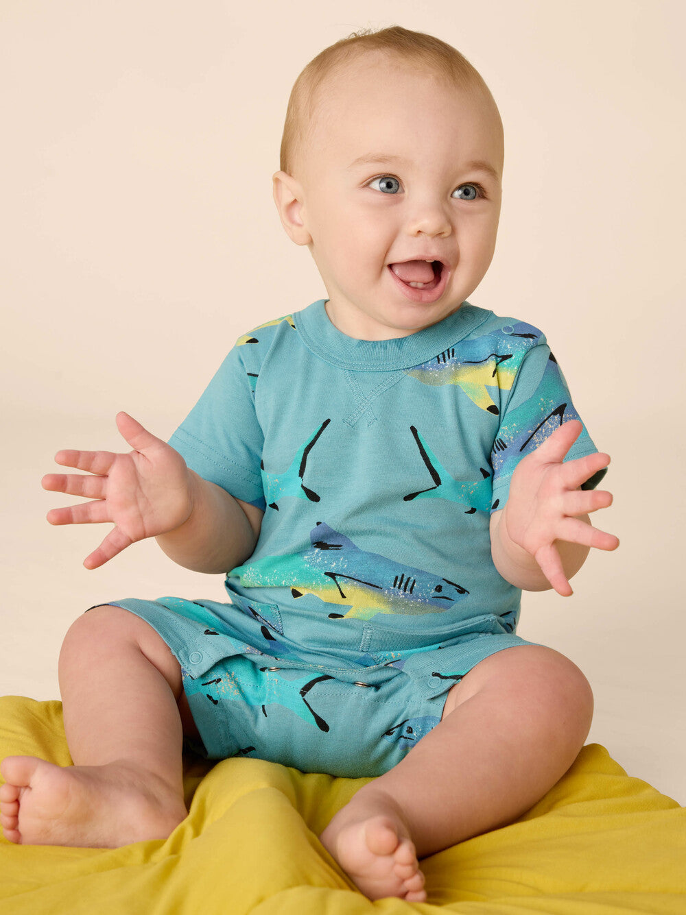 Painted Shark Pocket Baby Romper