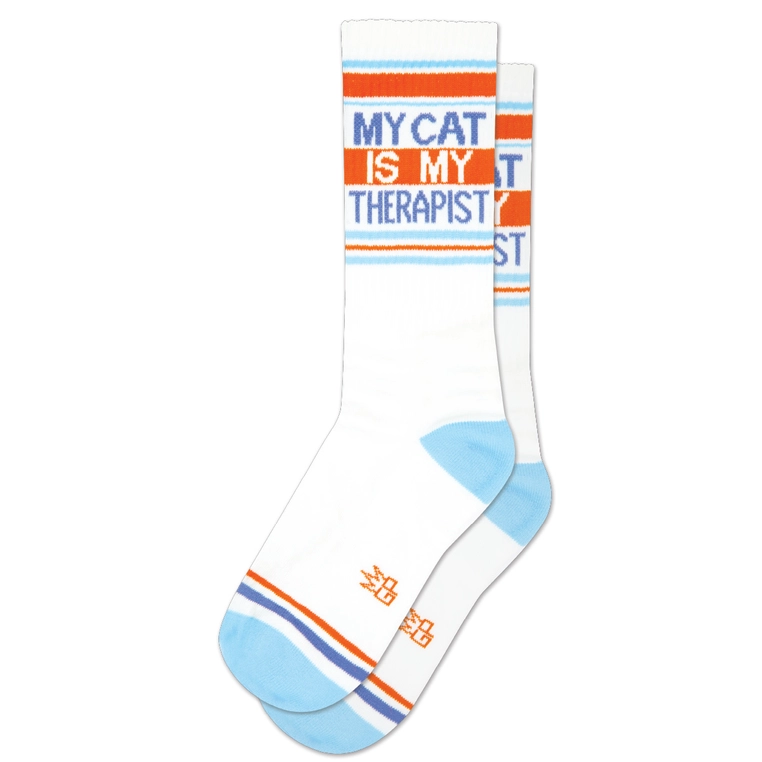 My Cat is My Therapist Crew Socks