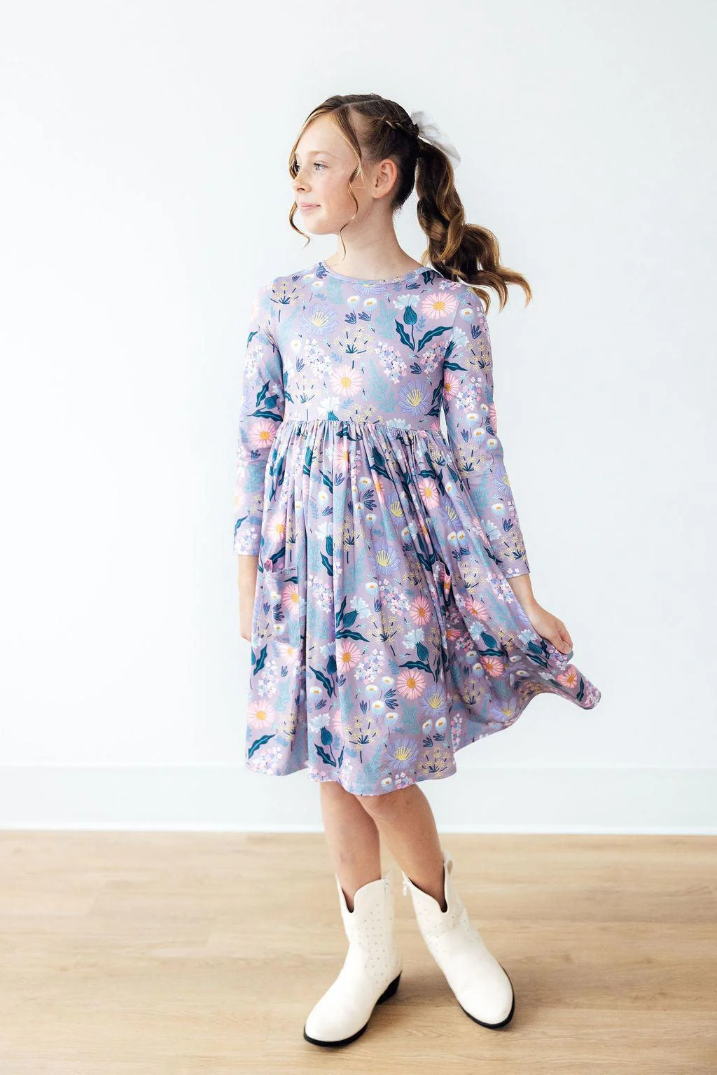 Lilac Honeysuckle Girls Twirl Dress