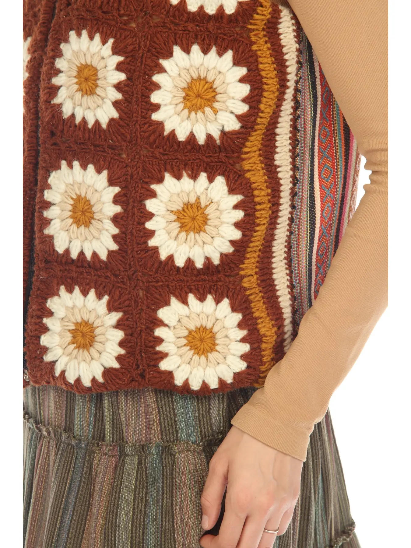 Flower Granny Square Fleece Lined Vest