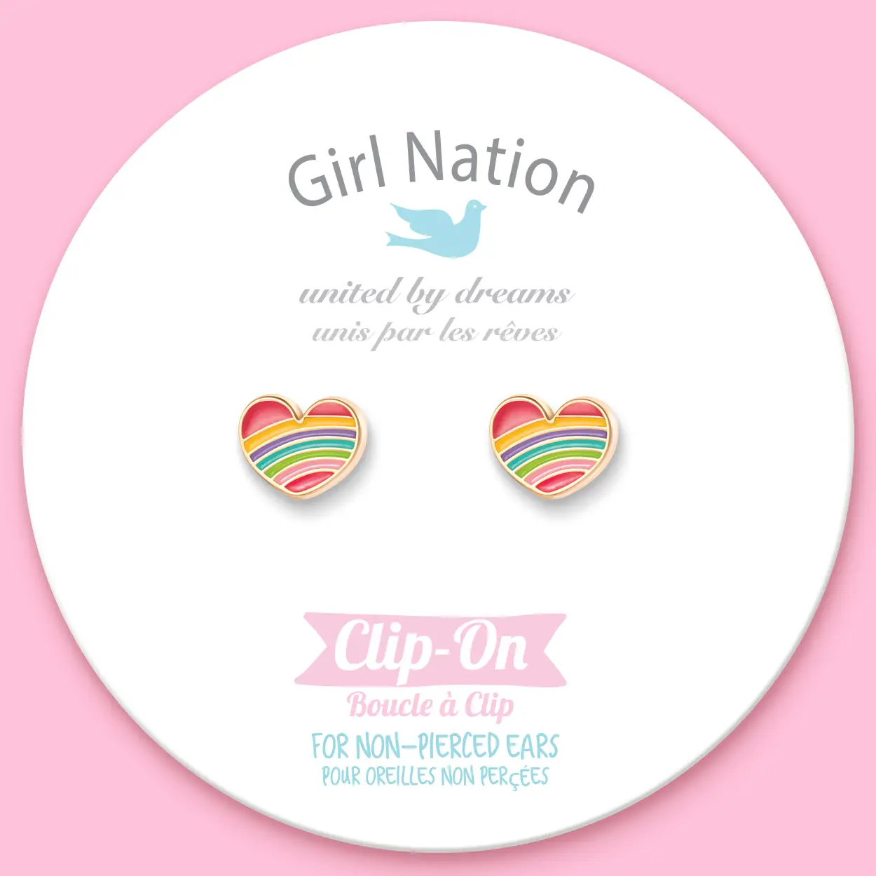 Rainbow Heart Clip On Earrings