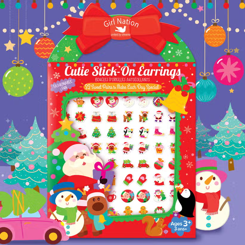 Girls Stick-On Earrings Holly Jolly