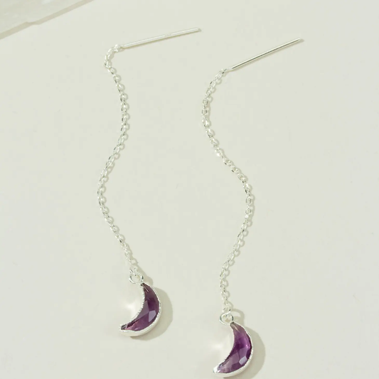 Eclipse Threader Earrings Amethyst - Silver