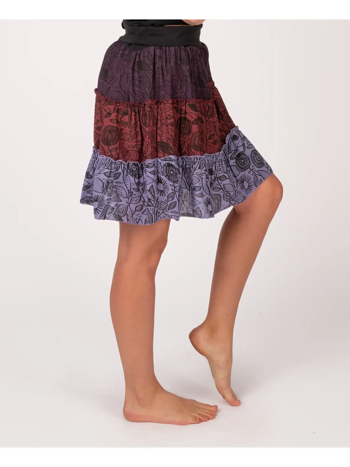 Three Tier Mini Skirt - Plum