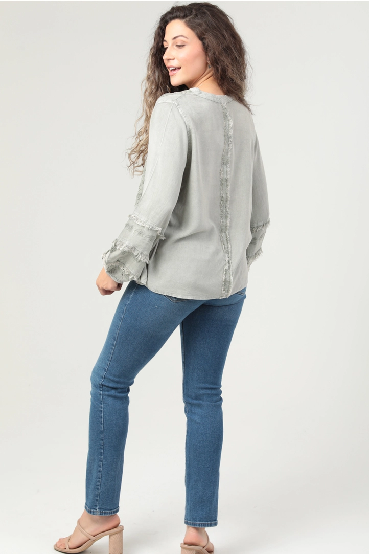 Embroidered V-Neck Blouse