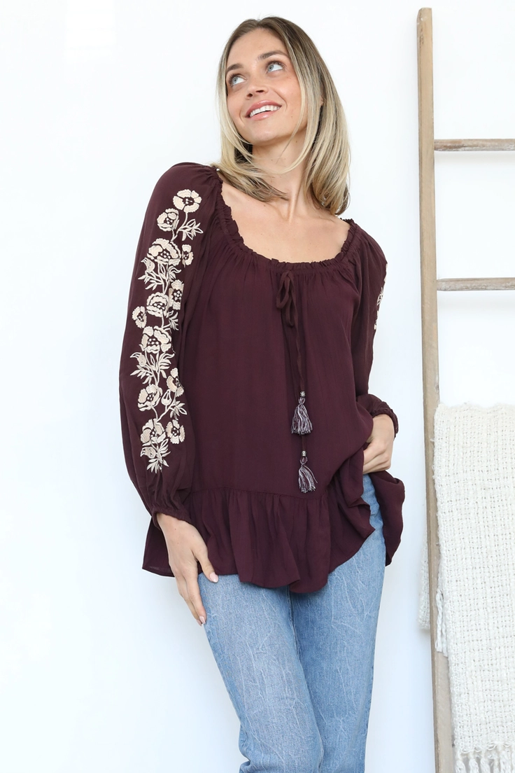 Embroidered Sleeve Blouse