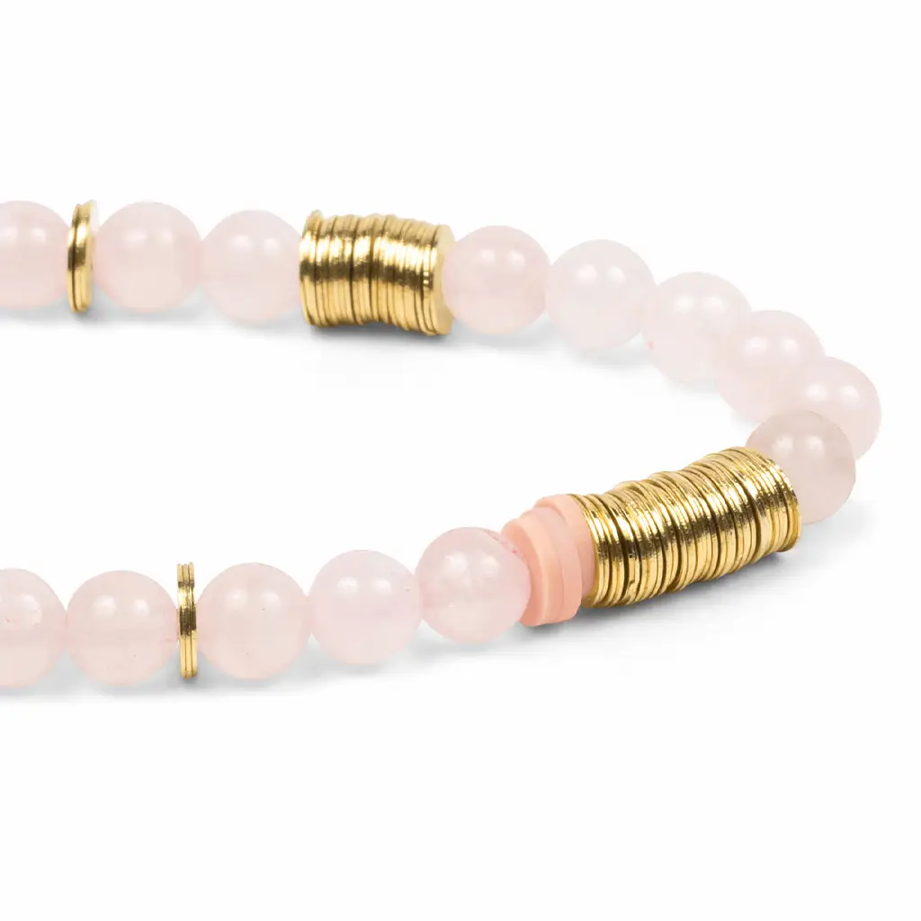 Rose Quartz Intermix Stone Stacking Bracelet