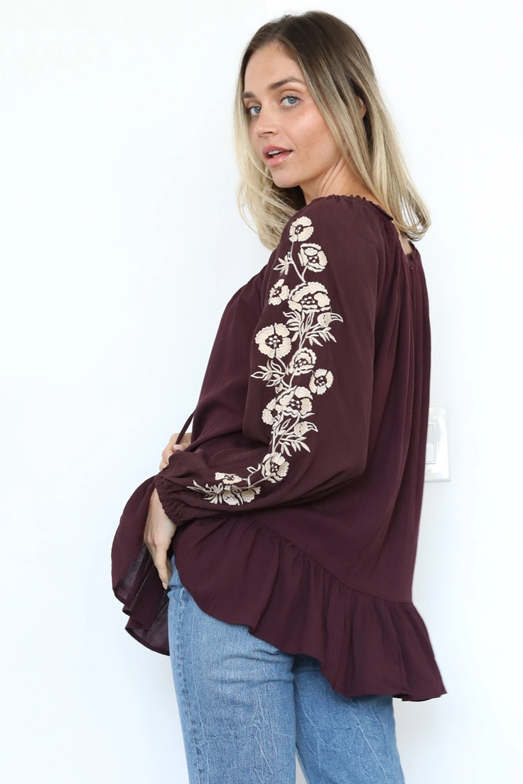 Embroidered Sleeve Blouse
