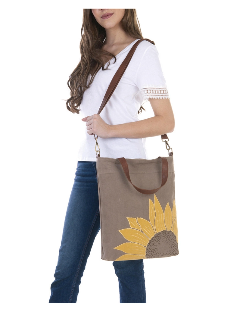 Sunny Up-Cycled Sunflower Tote