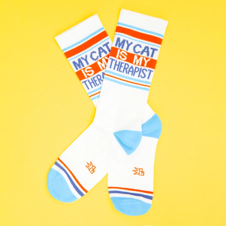 My Cat is My Therapist Crew Socks