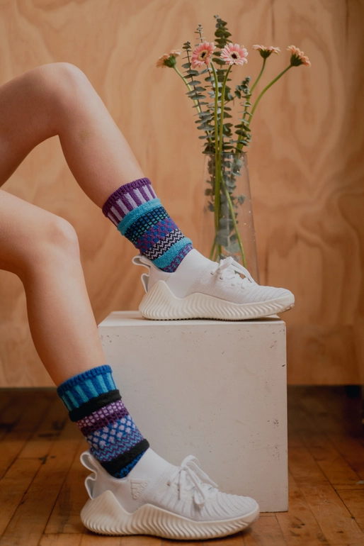 Raspberry Mismatched Crew Socks