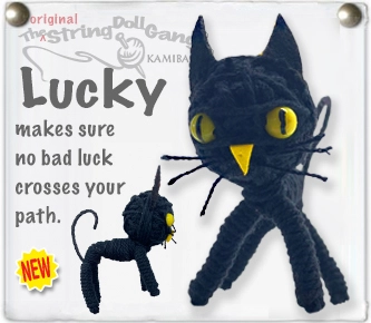 Lucky Black Cat String Doll Keychain