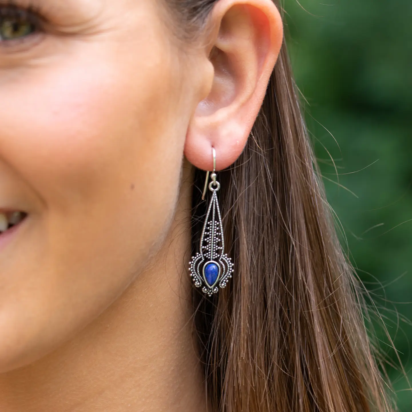 Tanvi Earrings Ornate Drop - Lapis