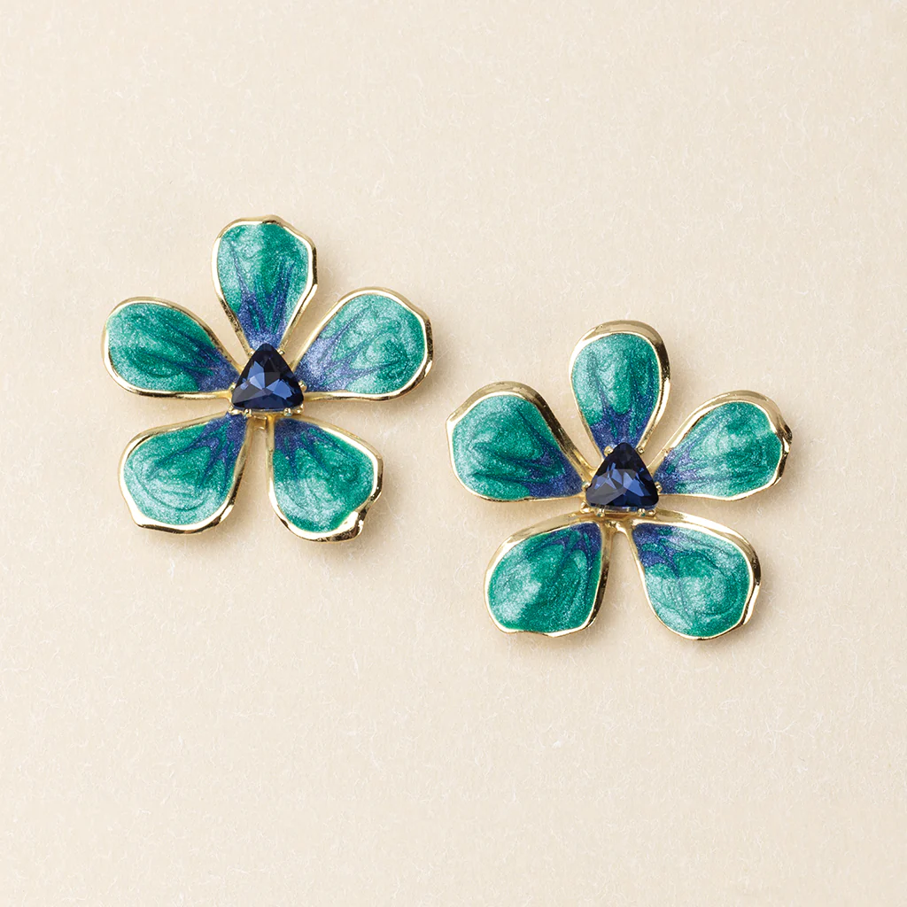 Sparkle Enamel Flower Earrings