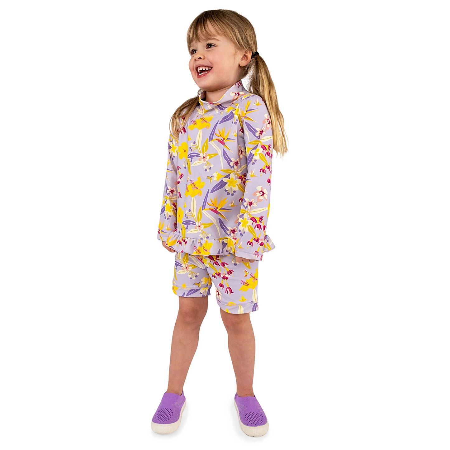 Long Sleeve UV Swimsuit Tropical Bloom