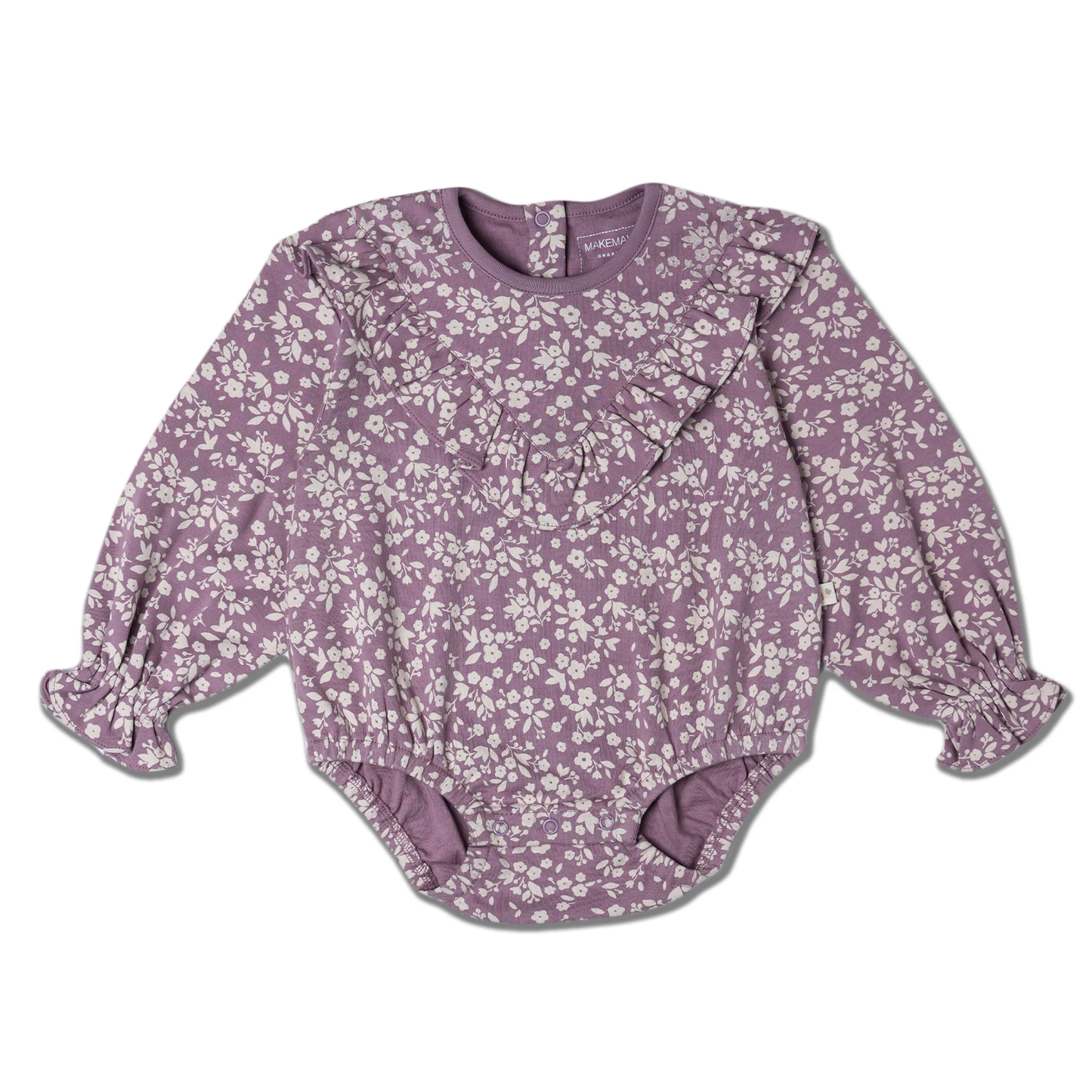 Organic Ruffle Bubble Romper Thistle