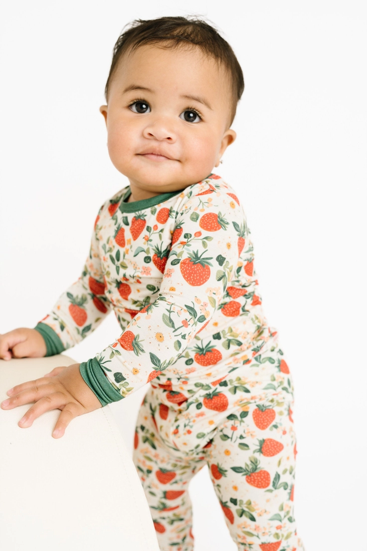 Girls Vintage Strawberry Bamboo Pajamas