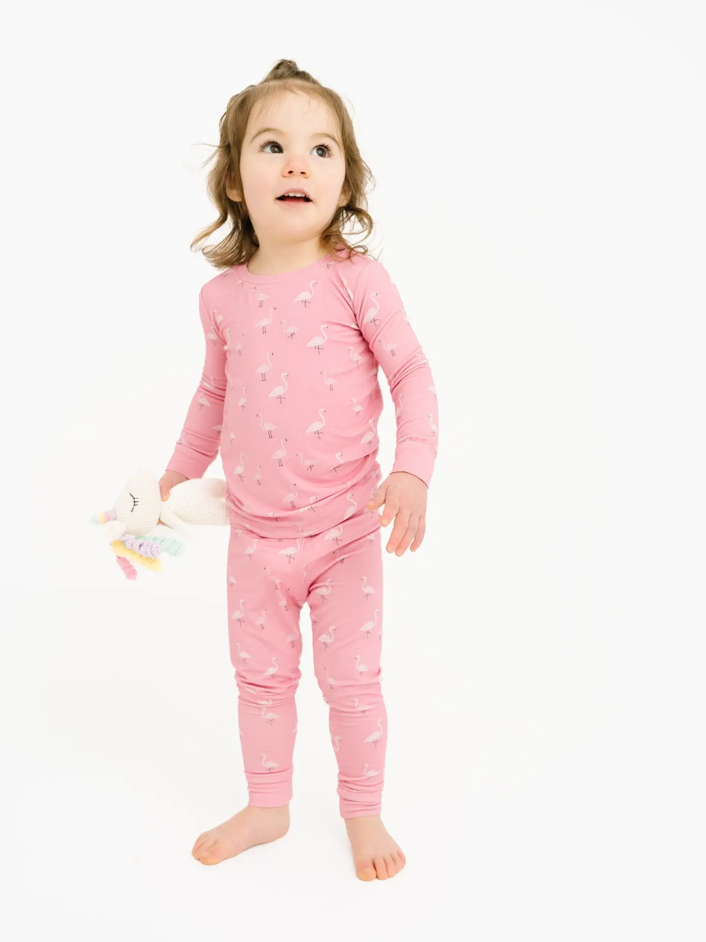 Girls Pink Flamingo Bamboo Pajamas