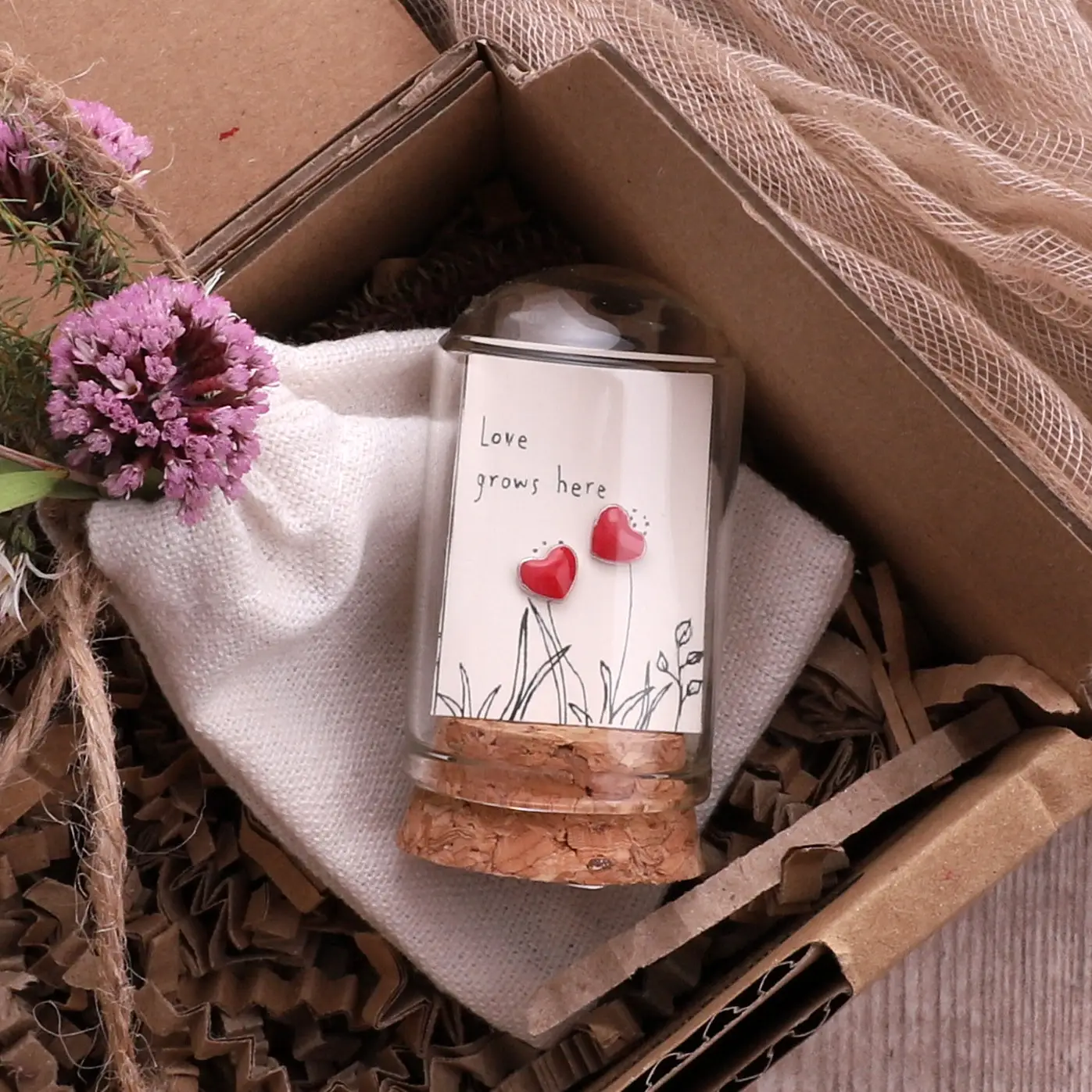 Love Grows Here Heart Earrings