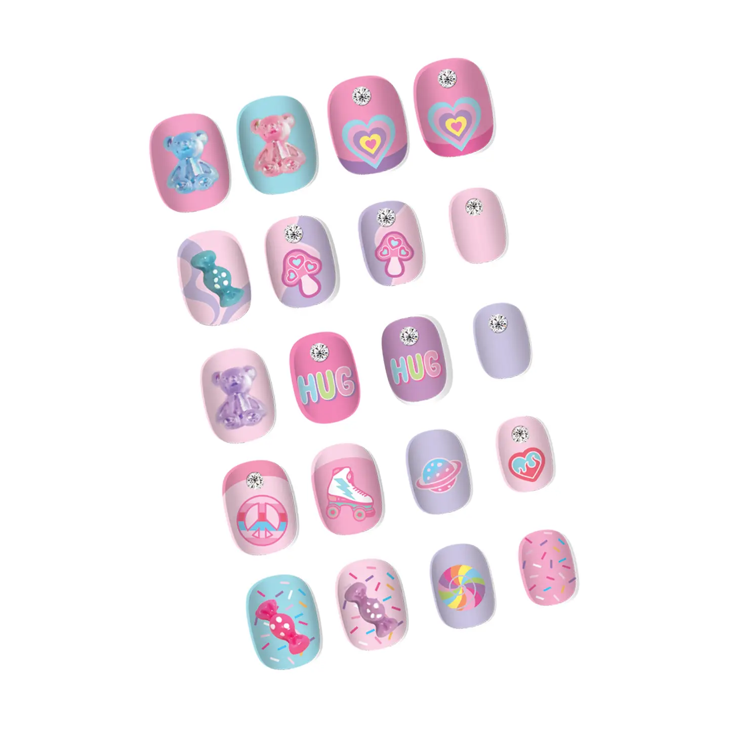 Girls Gummy Bear Press On Nails