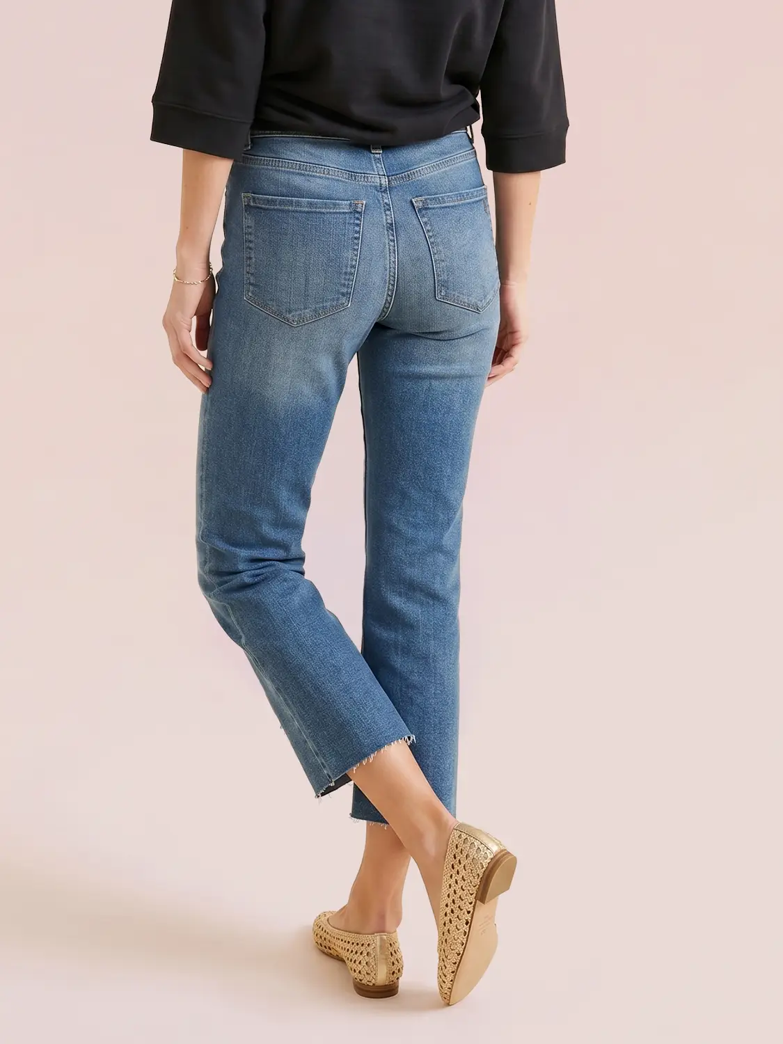 Front Seam Cropped Denim Jeans