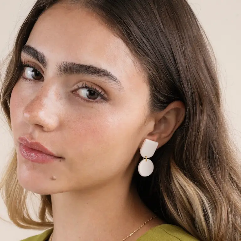Circle Dome Clay Earrings
