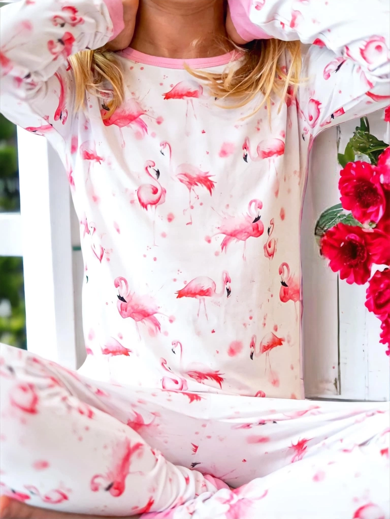 Flamingo To Bed Kids Bamboo Pajamas