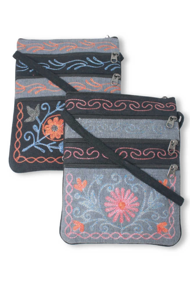 Passport Bag 3 Zip Embroidery