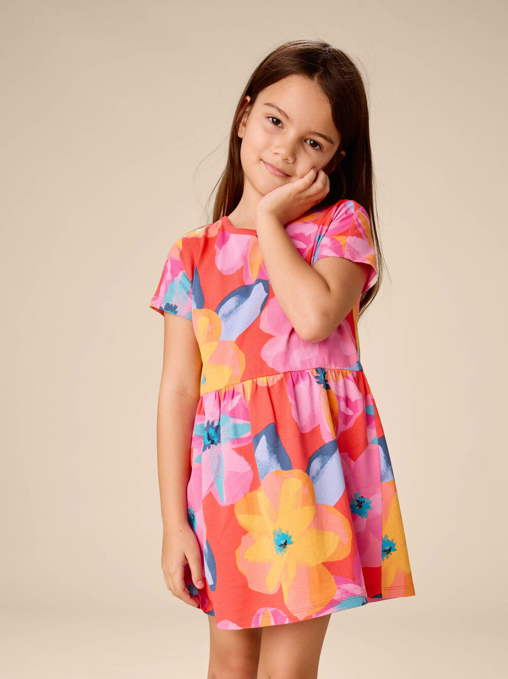 Girls Tropical Floral Twirl Dress
