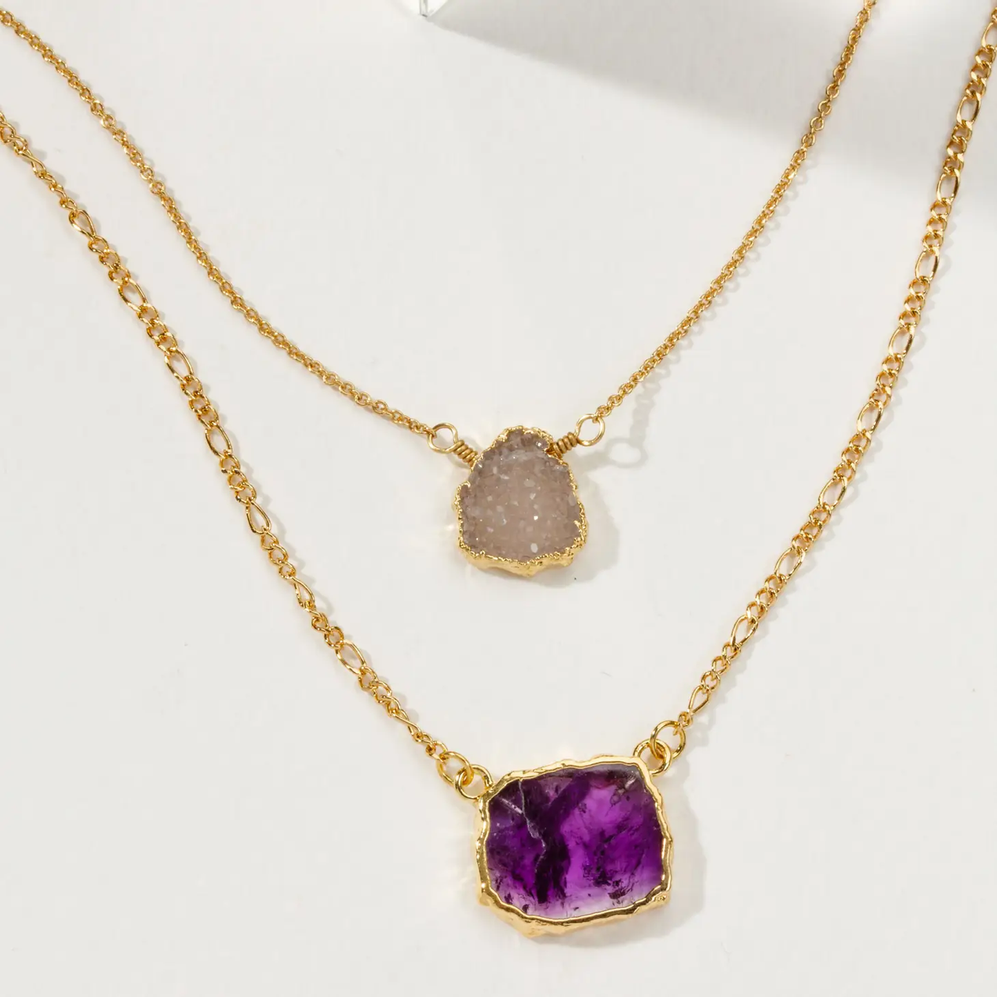 Power of Druzy Necklace Amethyst & Druzy Quartz