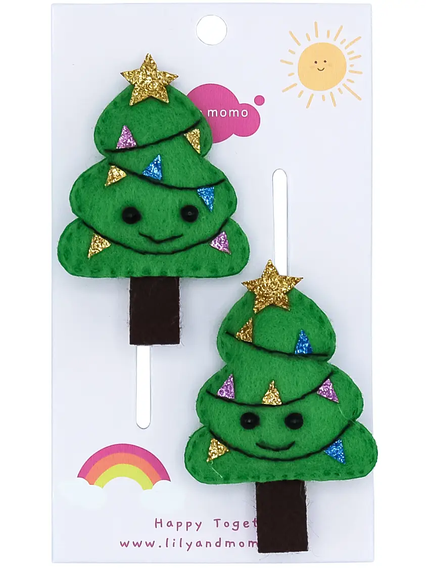 Happy Holiday Trees Hair Clips