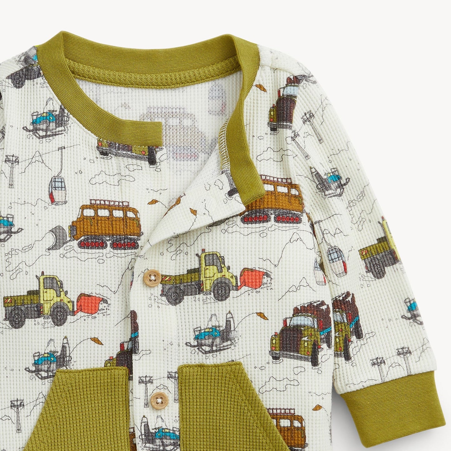 Baby Snow Trucks Waffle Romper