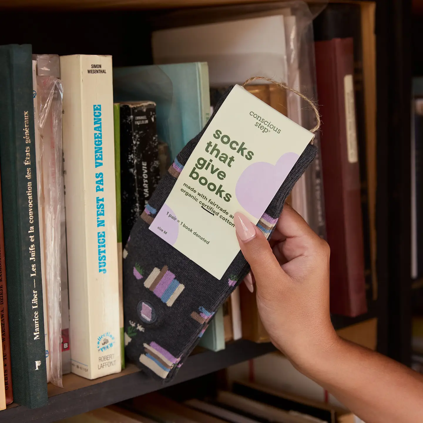 Socks That Give Books Grey Bookshelves