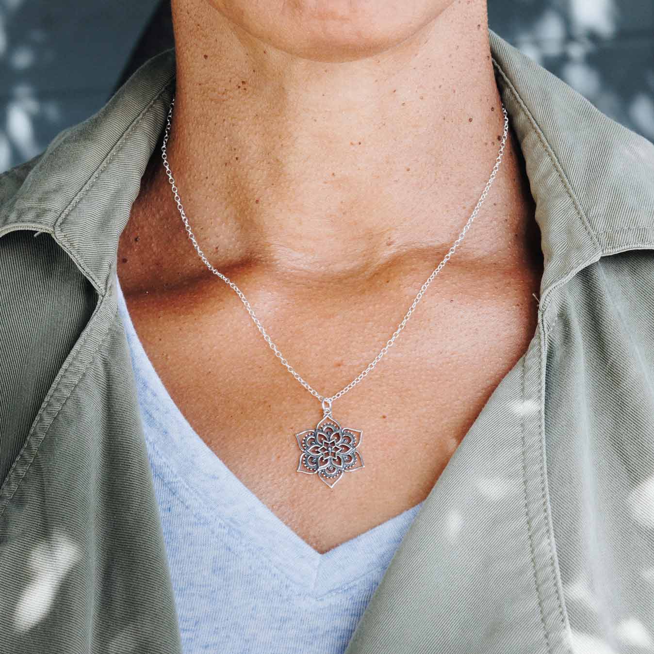 Openwork Lotus Mandala Necklace