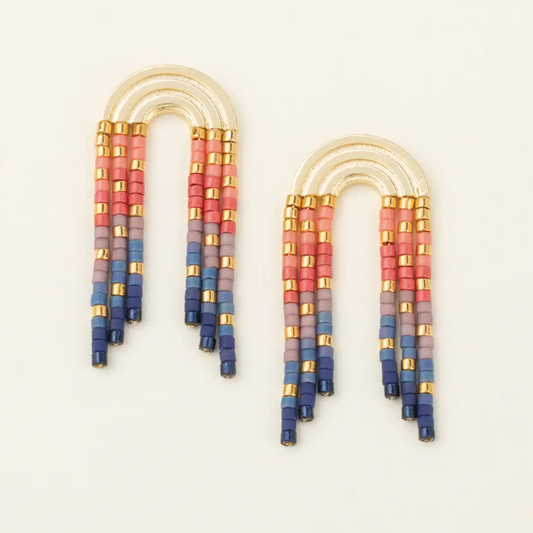 Miyuki Fringe Earrings Rainbow Multi