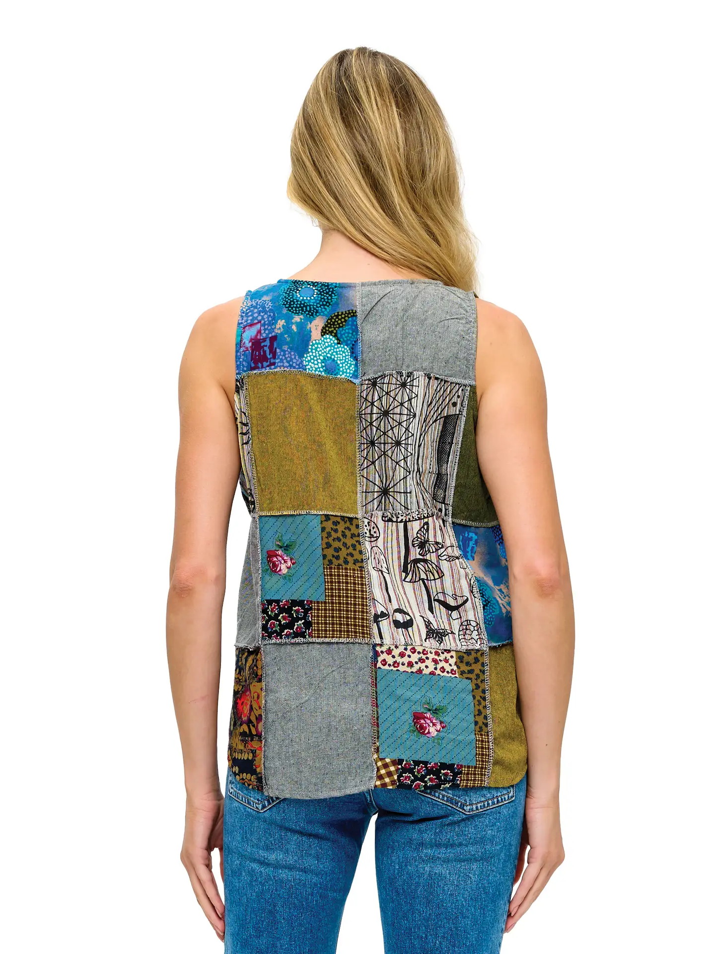 Patchwork Button Up Tank