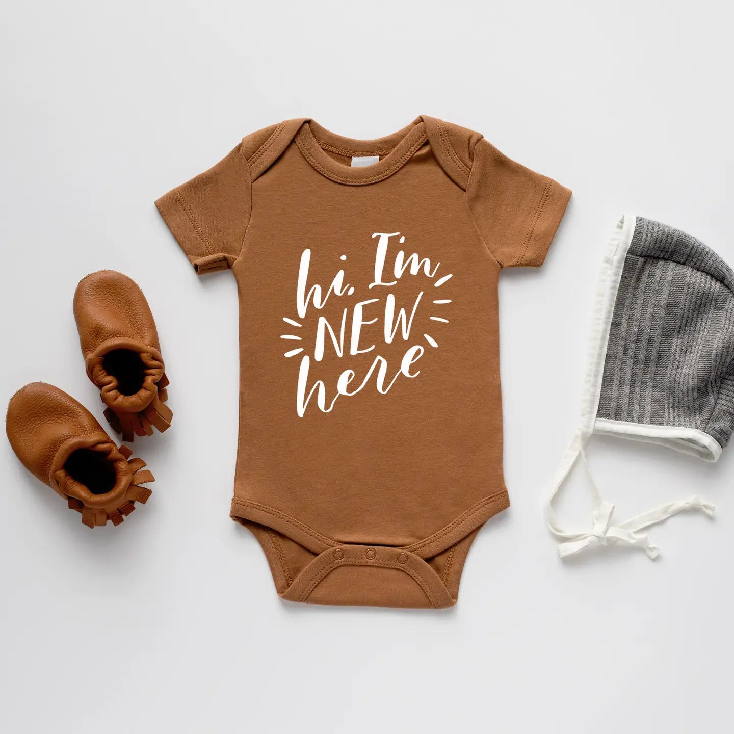 Hi I'm New Here Organic Onesie