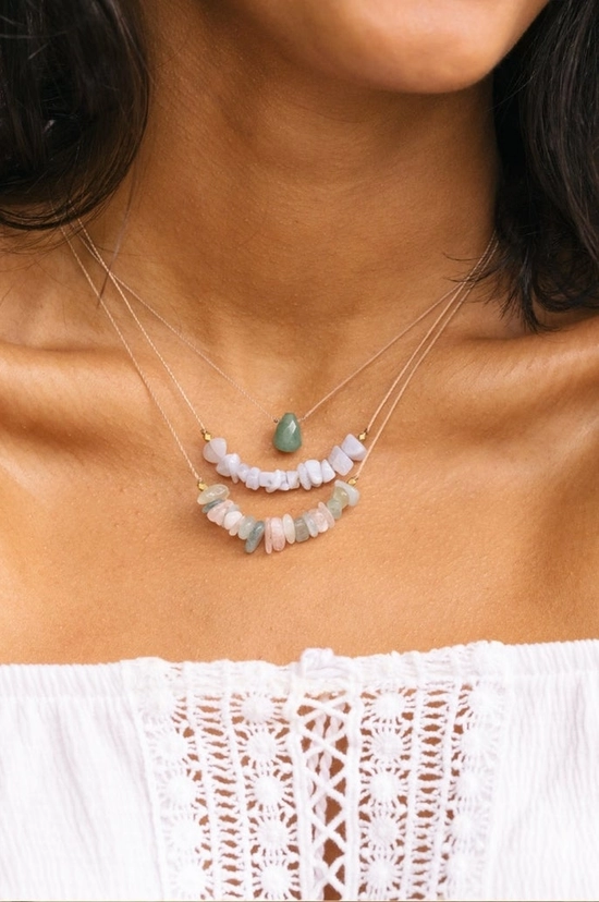 Seed Necklace - Blue Lace Agate for Confidence
