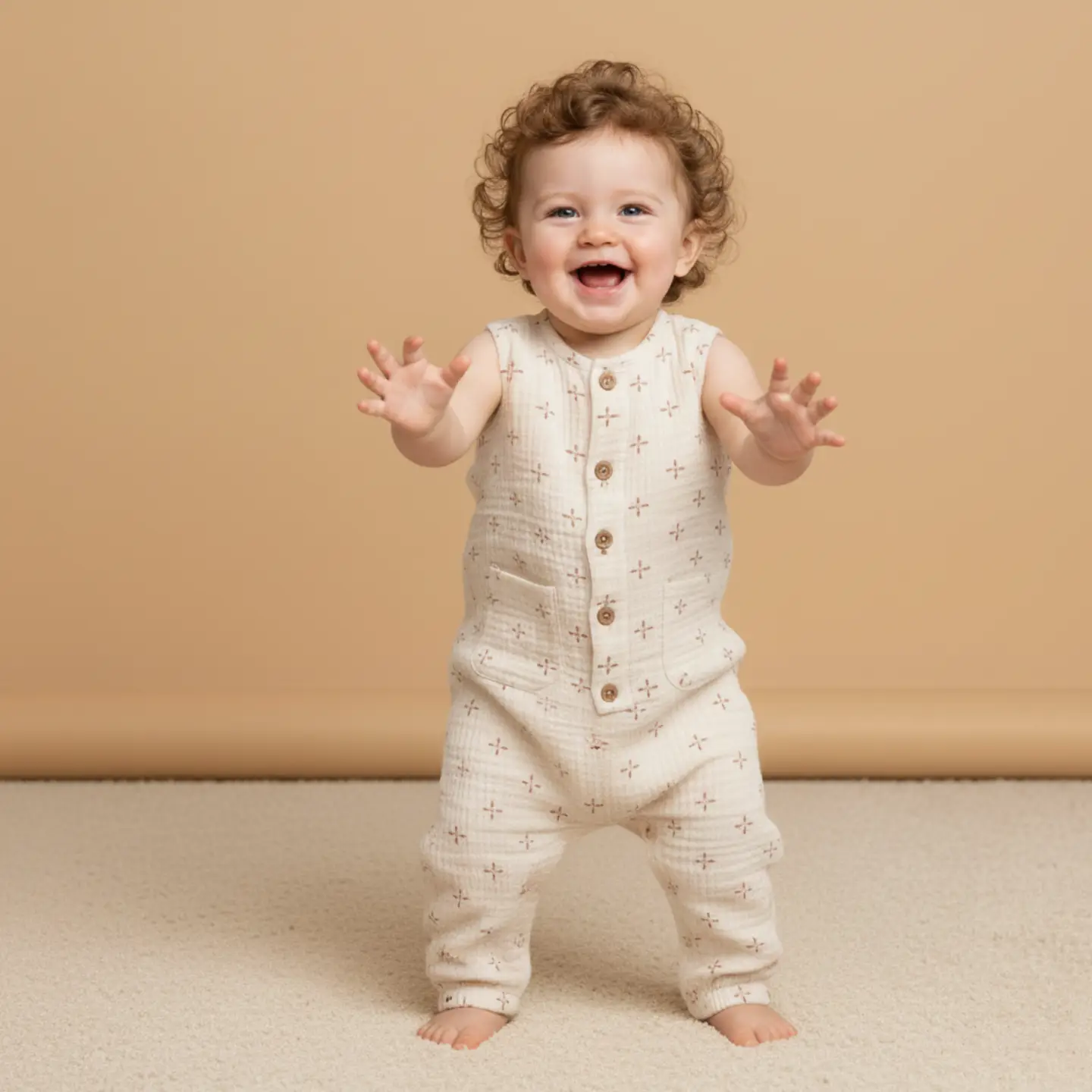 Baby Organic Button Jumpsuit Cross