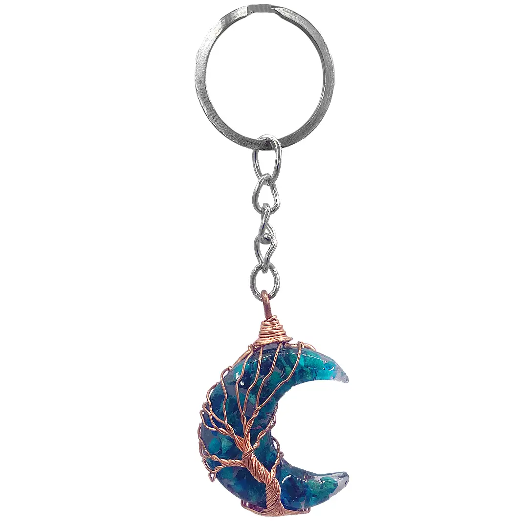 Wire Wrapped Moon Tree Keychain