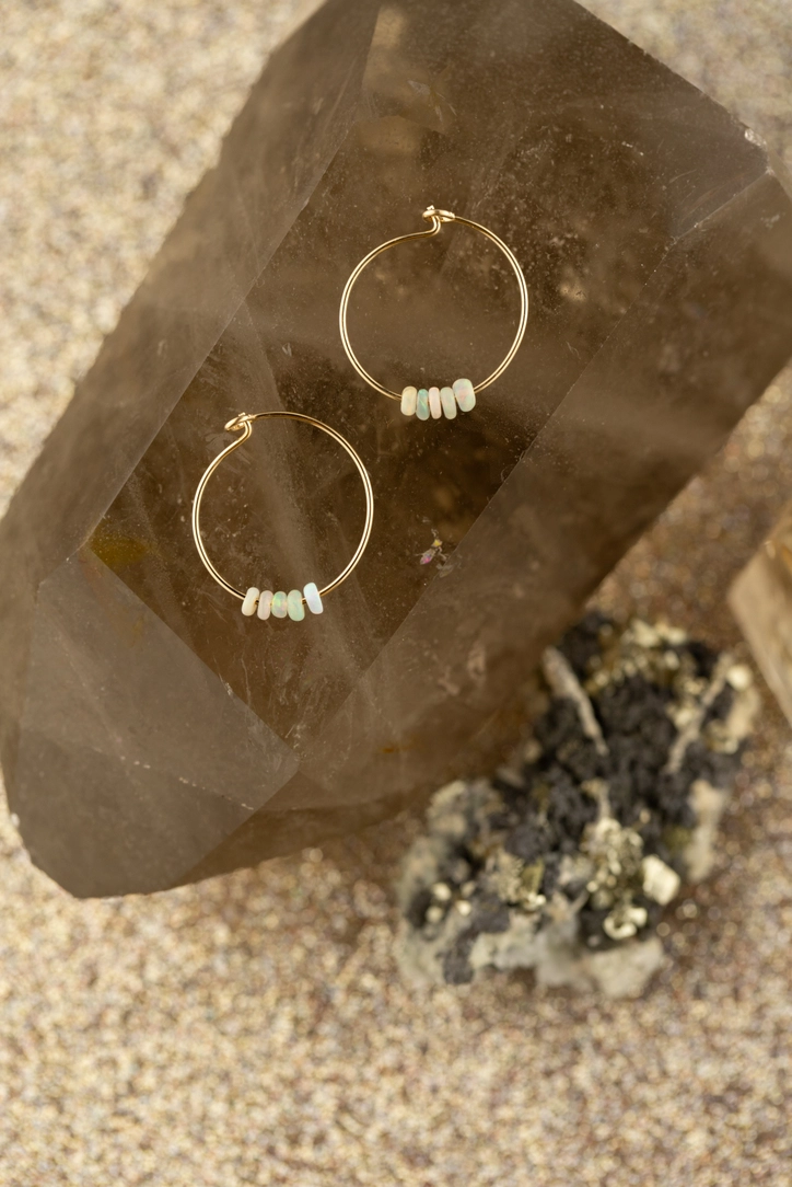 Ethiopian Opal Hoop Earrings - Amazing Mom