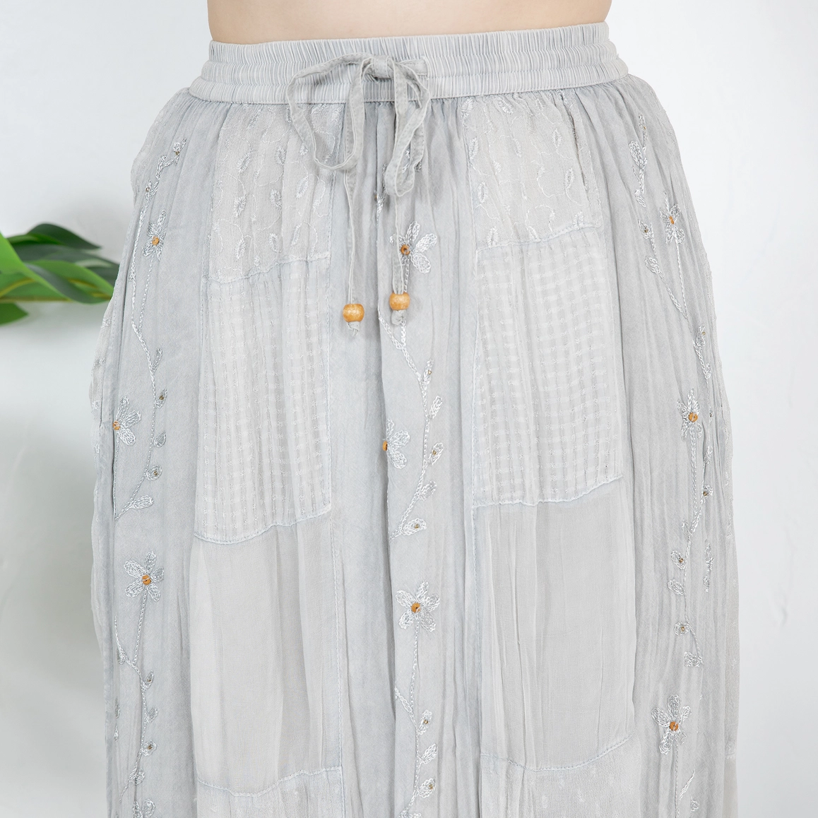 Patchwork Embroidered Maxi Skirt