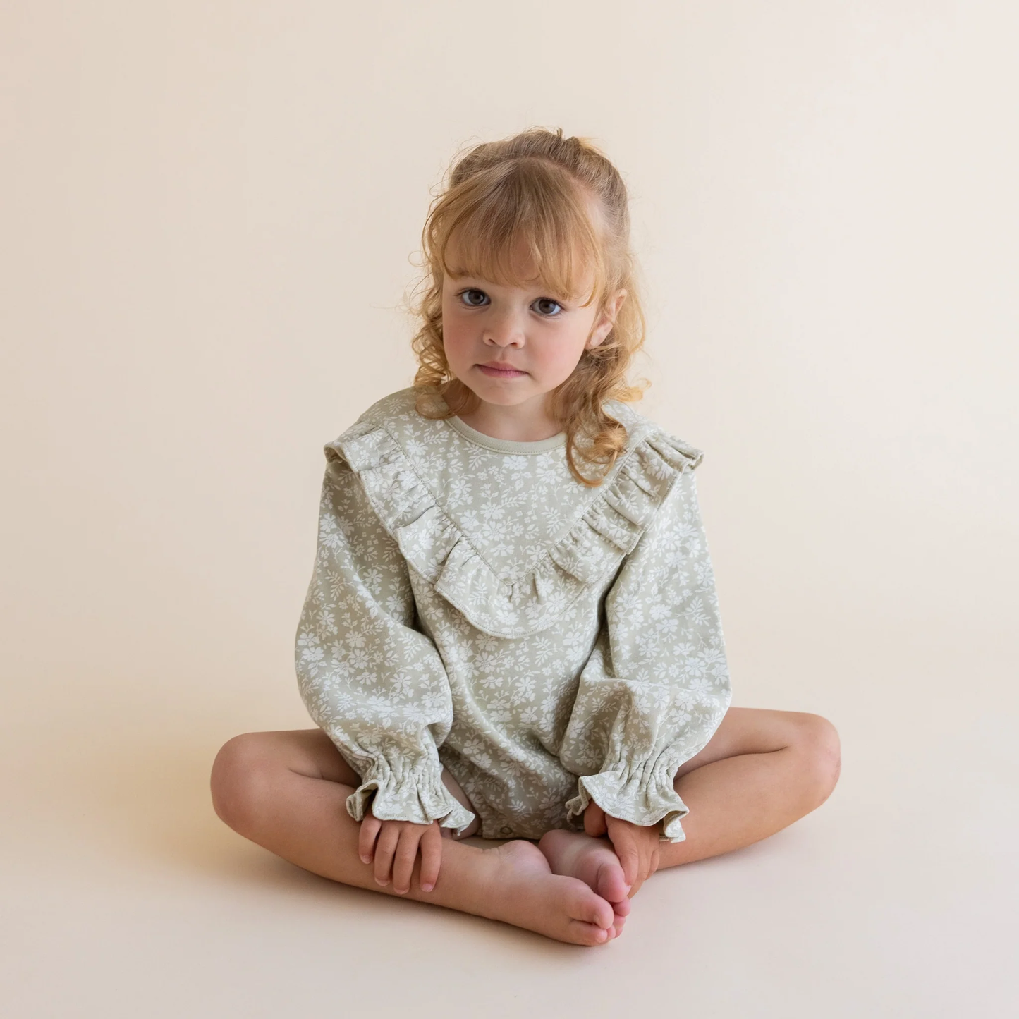 Organic Ruffle Bubble Romper Wildsage