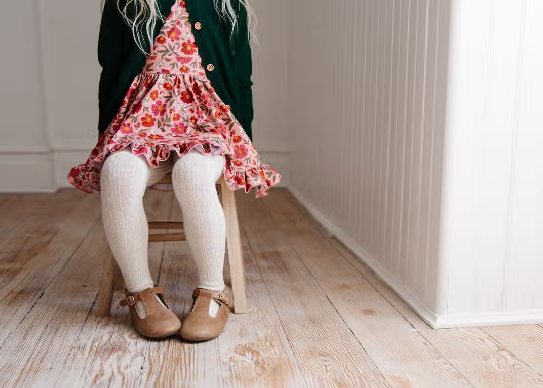 Girls Cable Knit Tights - Heather Ivory