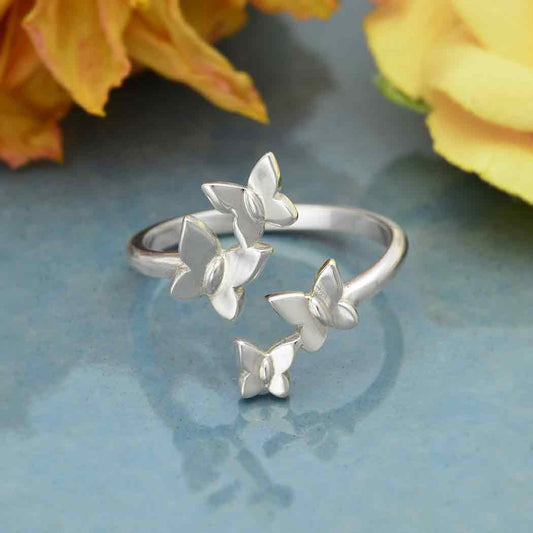 Adjustable Butterfly Cluster Ring
