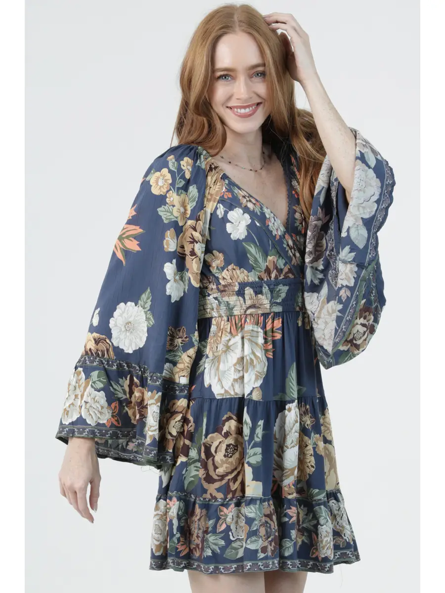 Silver Lurex Bell Sleeve Dress