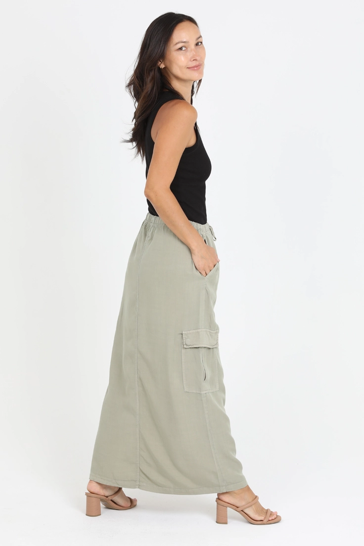 Tencel Cargo Pocket Maxi Skirt