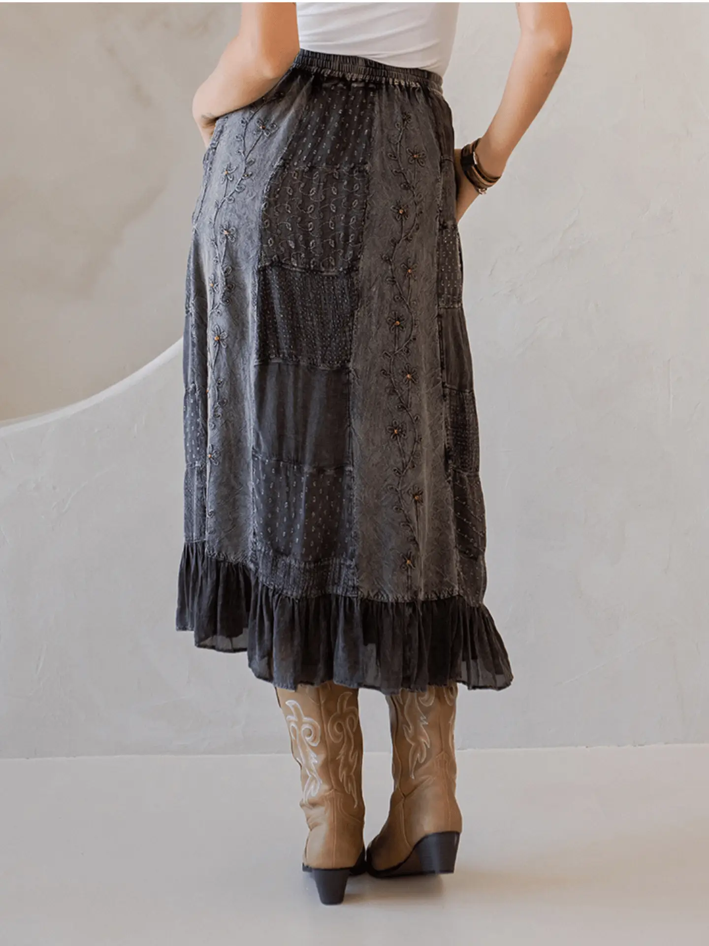 Embroidered Patchwork Skirt