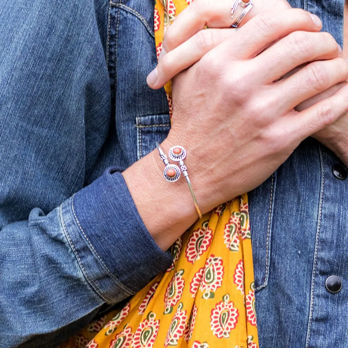 Tanvi Cuff Bracelet Silver Bangle