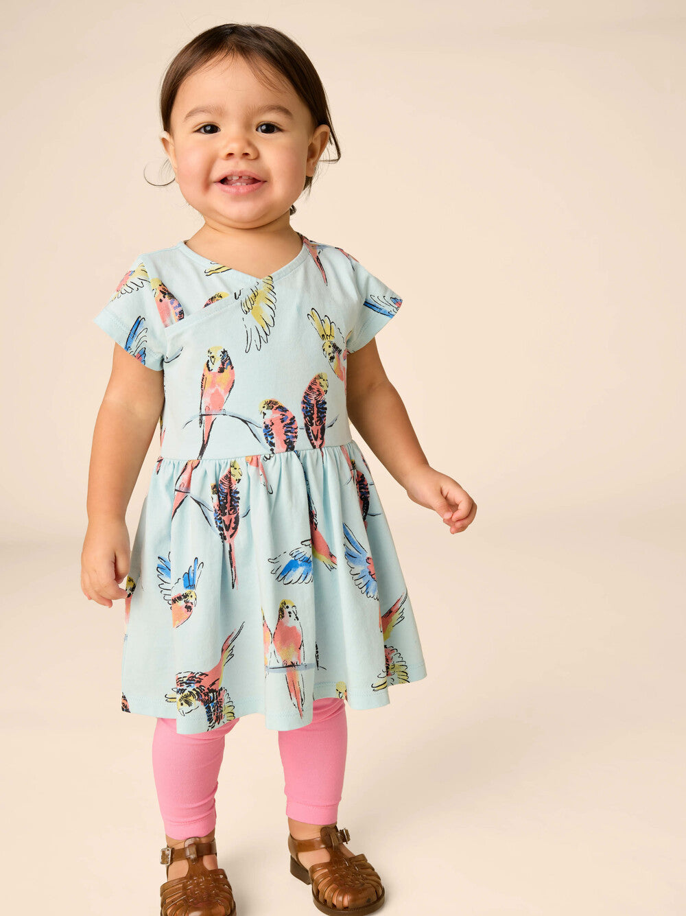 Girls Wrap Dress Pop Parrots